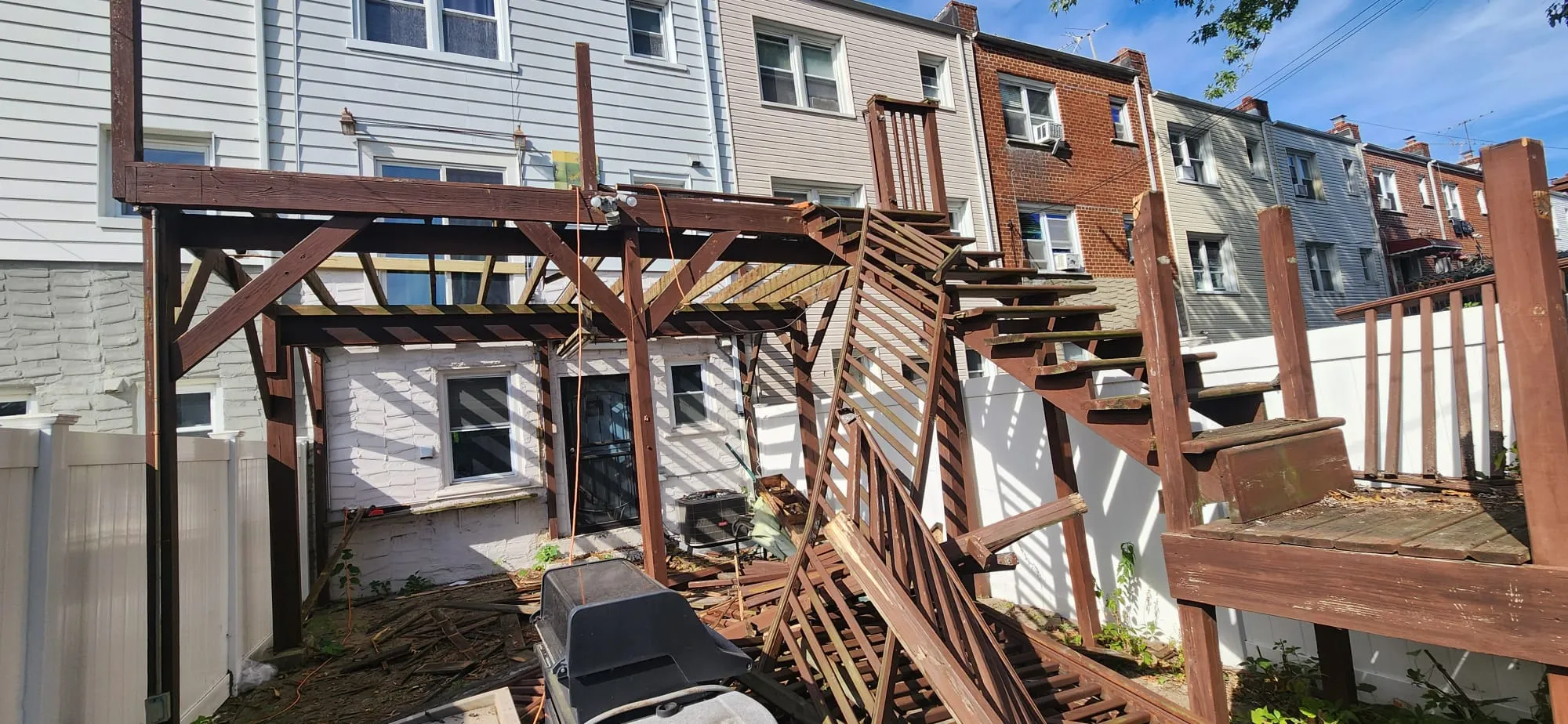 Deck construction project at residential home in Bronx NY