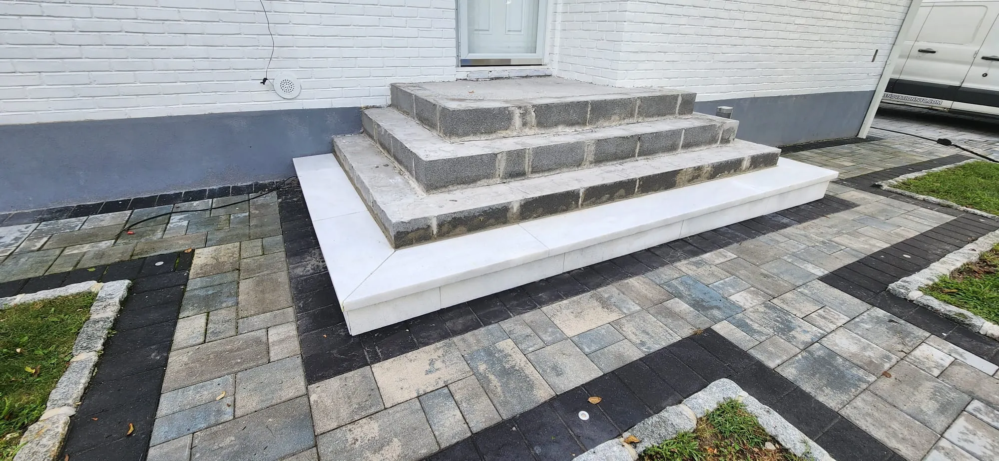 Exterior stairs installation in progress