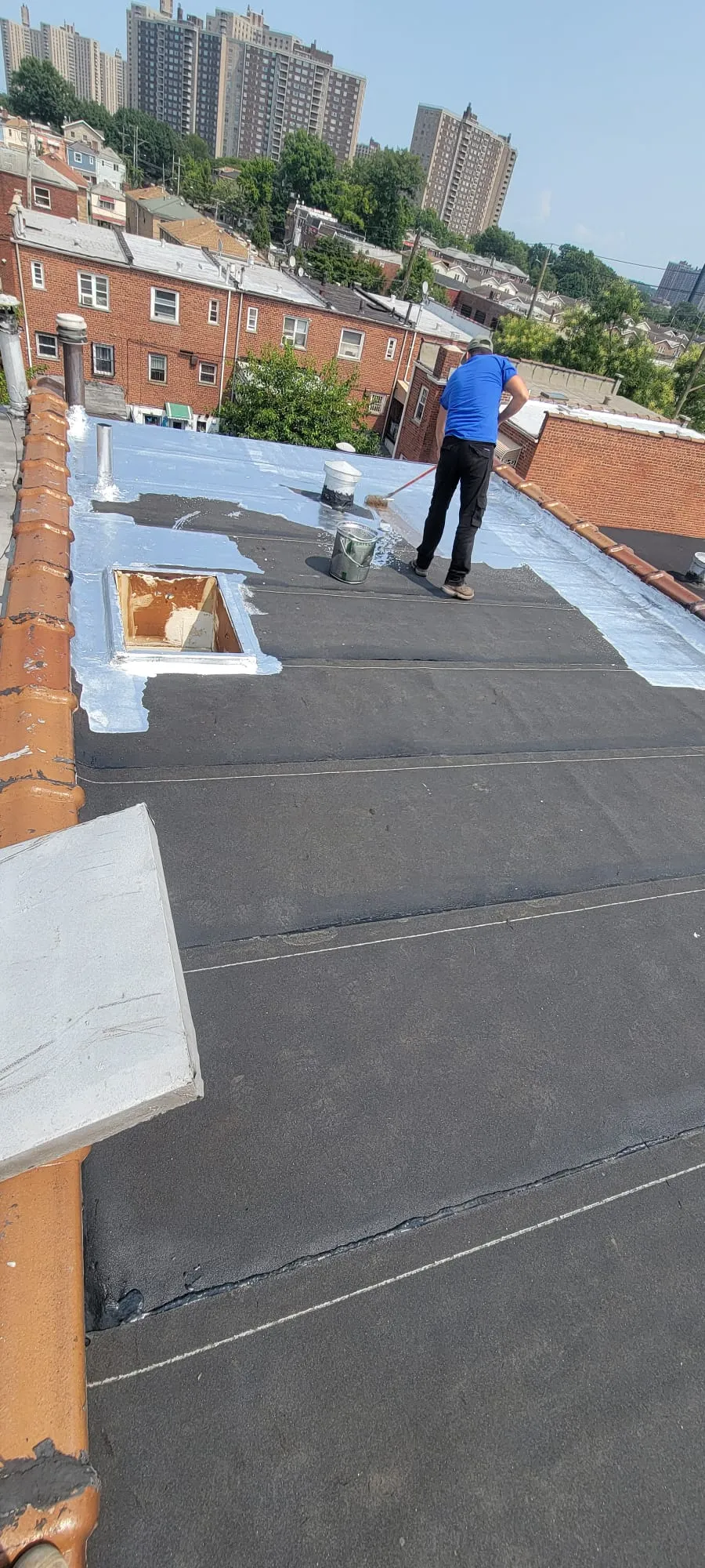 Final finishing stage of flat roof replacement