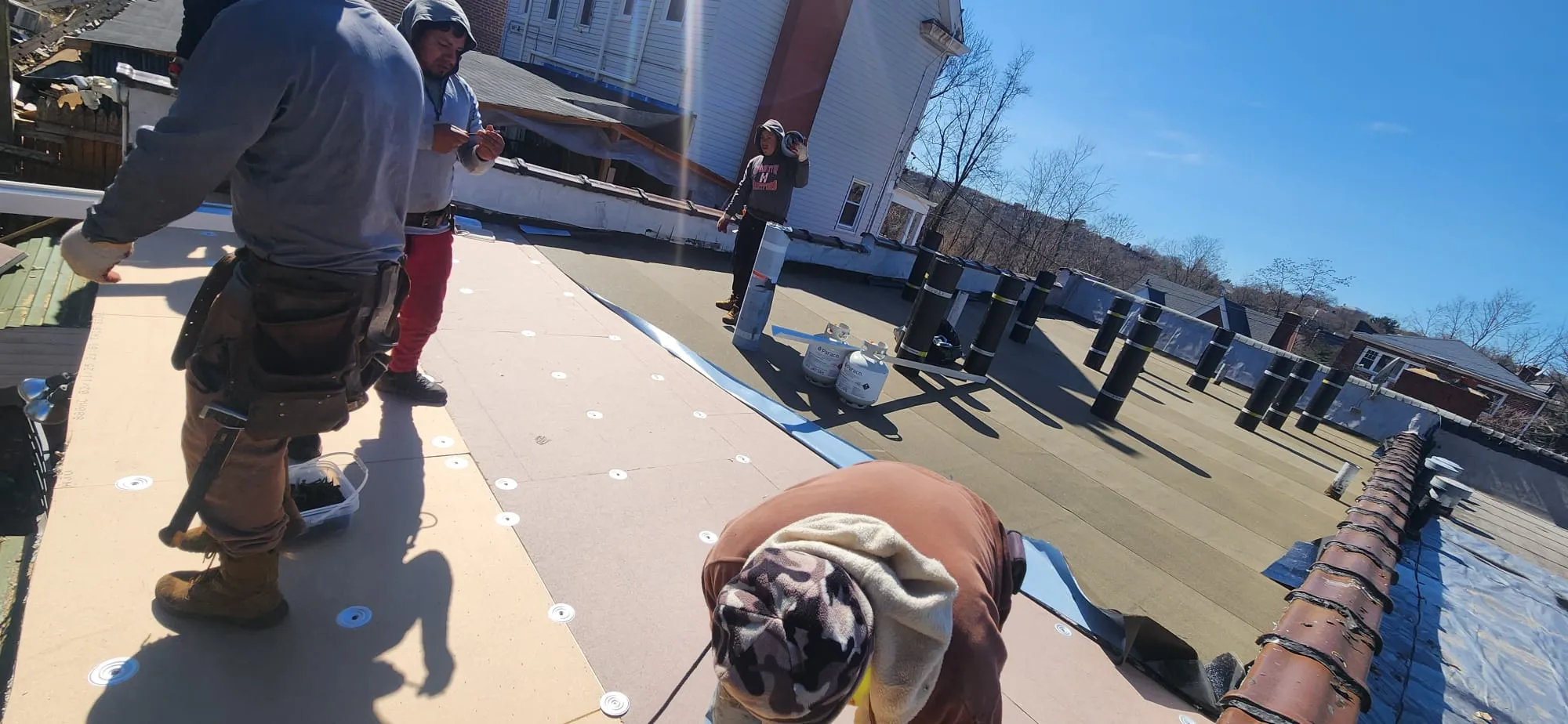 Flat roof replacement project in Bronx NY