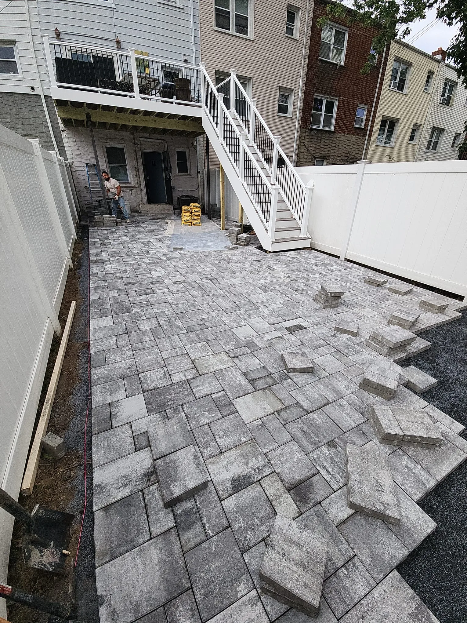 Outdoor flooring installation for exterior space