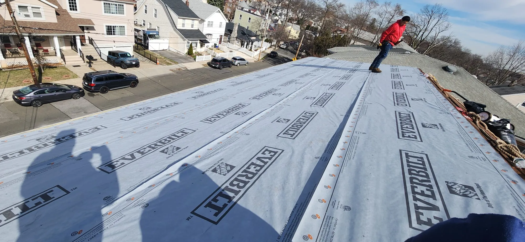 Roof preparation using Everbilt underlayment