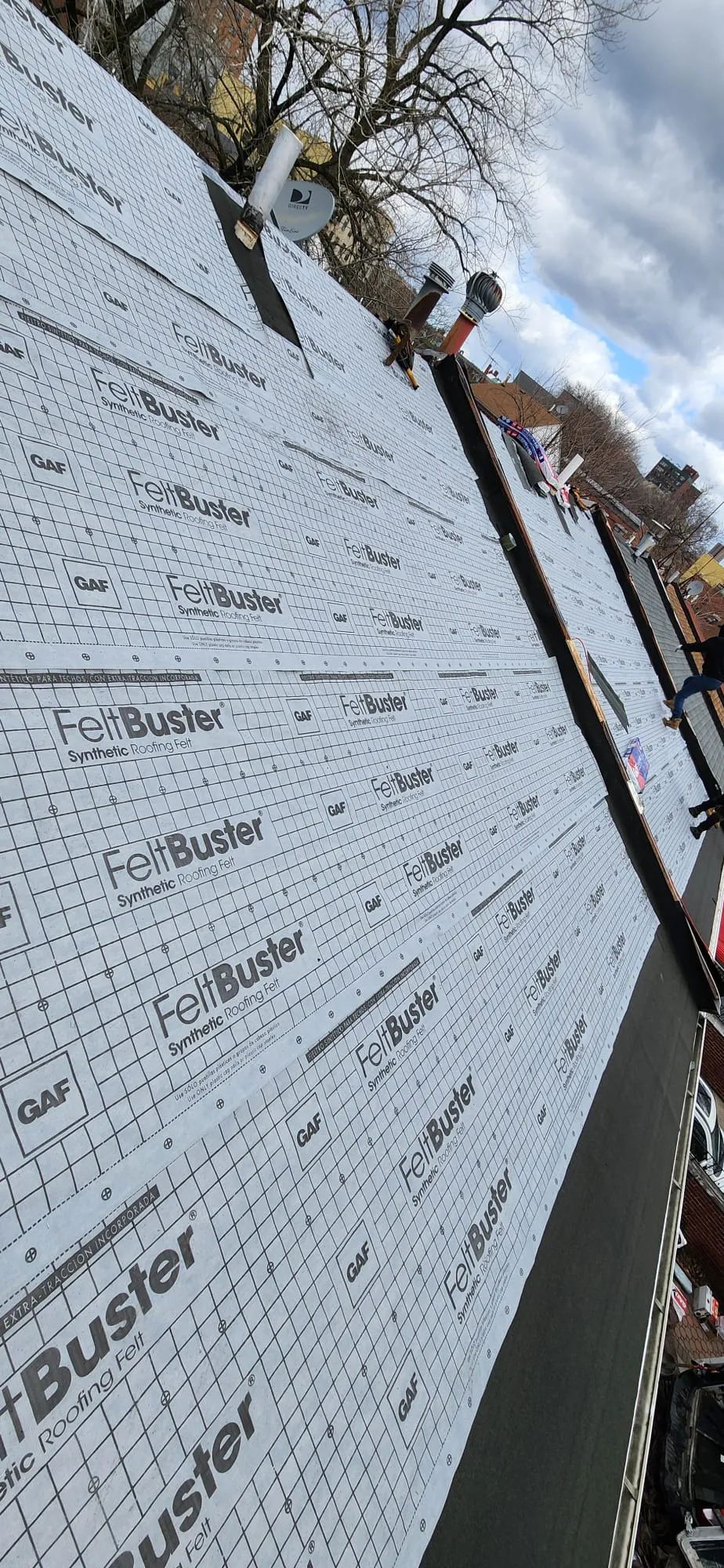 Roof repair section with underlayment applied