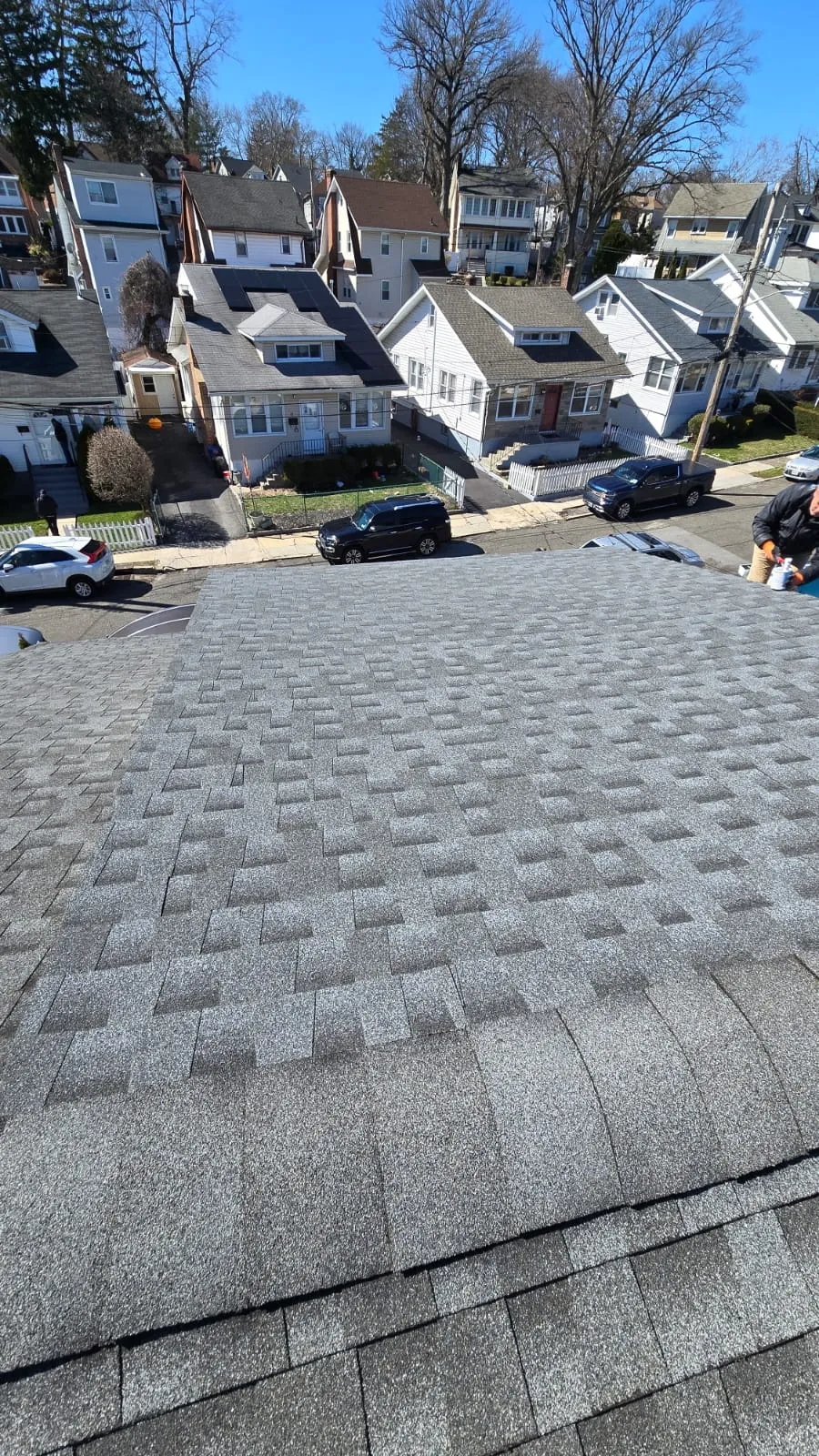 Shingle roof replacement work in progress