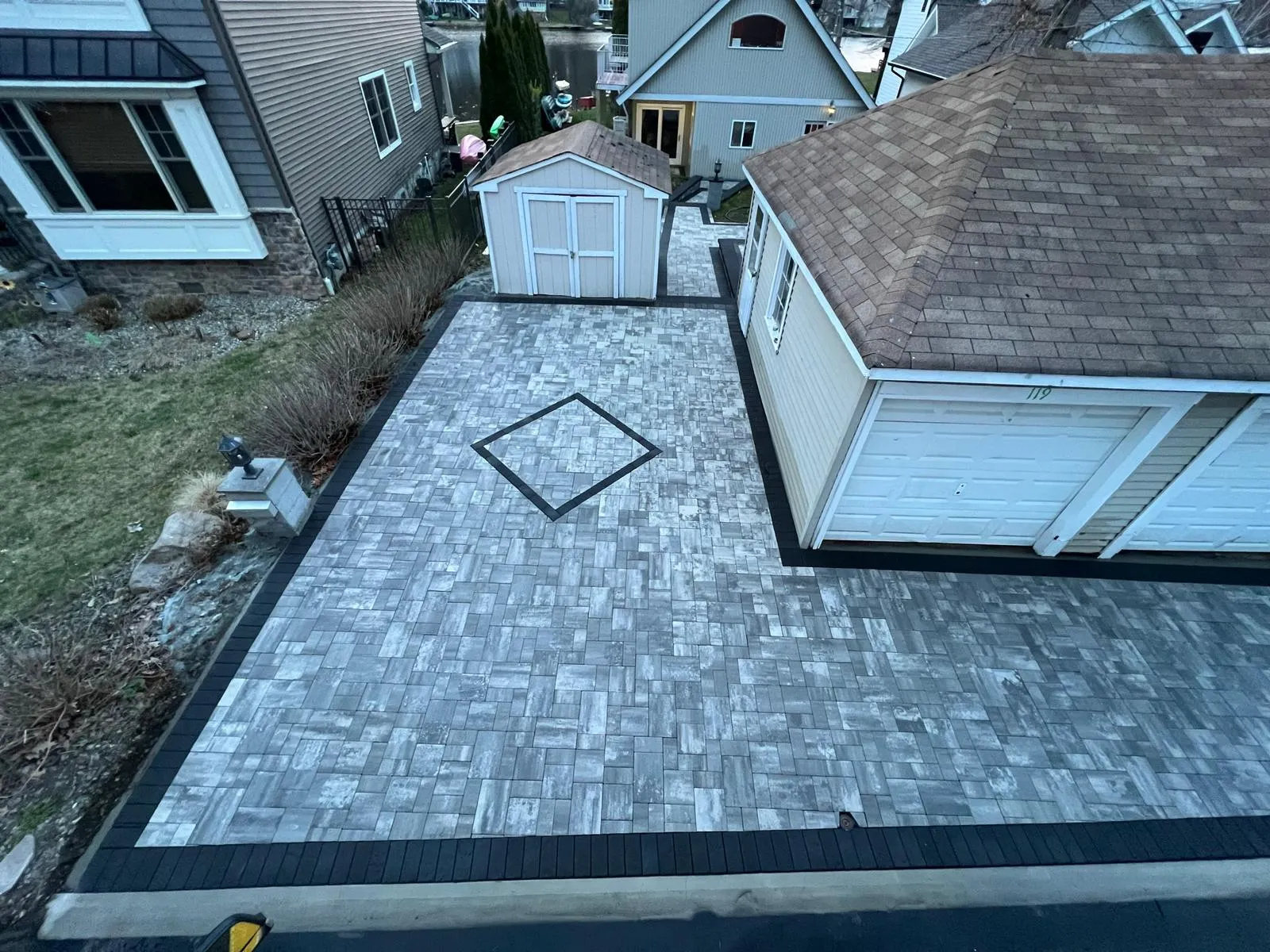 Sidewalk masonry repair and leveling work